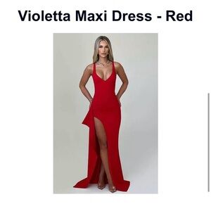 Violetta Red Maxi Prom Dress with High Side Slit